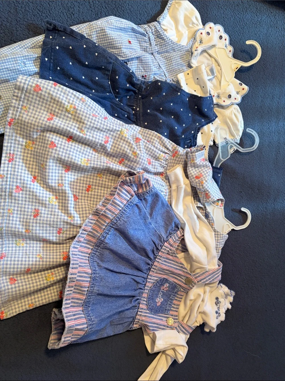 Girls' Navy & Blue Floral Gingham Dress Set - Kids Accessories